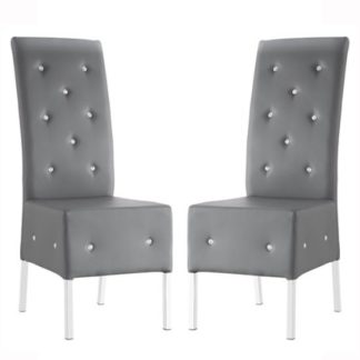 An Image of Asam Dining Chair In Grey Faux Leather in A Pair