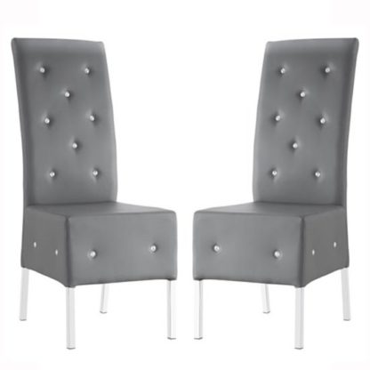 An Image of Asam Dining Chair In Grey Faux Leather in A Pair
