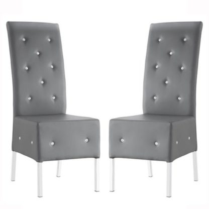 7327adb2c03c6584f6e94f07446c8fdffdf6f62e0f9c7bf2264da0909835b4fa.jpg An Image of Asam Dining Chair In Grey Faux Leather in A Pair