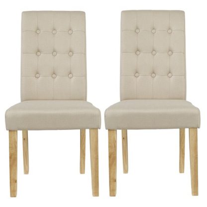 An Image of Heskin Dining Chair In Beige Linen Style Fabric in A Pair