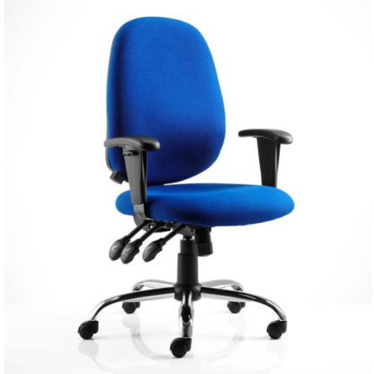 7339d00bde8c4f9cd60bf2820e576677e8f4c9ce8abf0e14cc0d007dcc1dc499.jpg An Image of Lisbon Task Fabric Office Chair In Blue With Arms