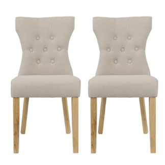 An Image of Optro Beige Fabric Dining Chairs In Pair