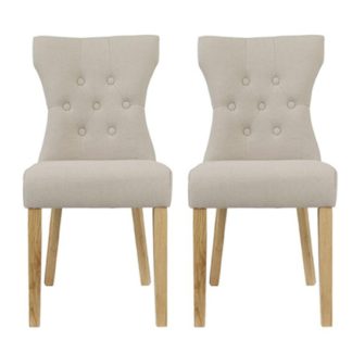 An Image of Optro Beige Fabric Dining Chairs In Pair