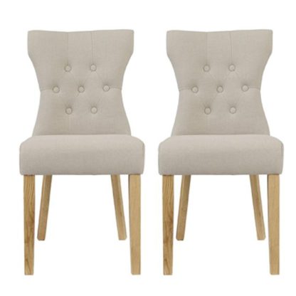 7368d37b577d2a158595e3ae47f2a491b4133dc09e11f3fa48f79dfc1a1e57ea.jpg An Image of Optro Beige Fabric Dining Chairs In Pair