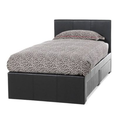 738138e47fa56f30adc3ae98fd99546ddc339beaf9c1bfb519c1d6ec53b41ba9.jpg An Image of Lanolin Single Bed In Brown Faux Leather With 2 Drawers