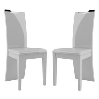 An Image of Dabria Dining Chairs In White With White PU Seat In A Pair