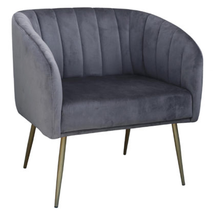 An Image of Wingfield Velvet 1 Seater Sofa In Grey With Gold Metal Legs