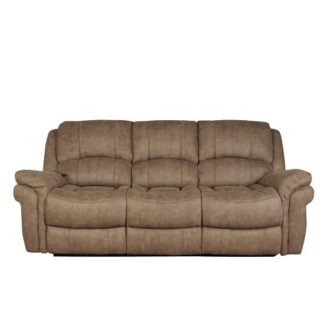 An Image of Claton Recliner 3 Seater Sofa In Taupe Leather Look Fabric