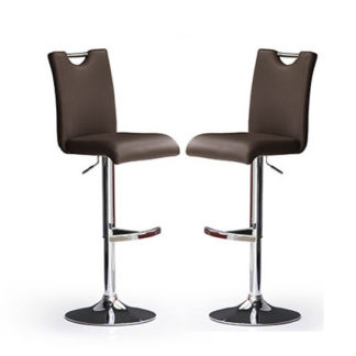 An Image of Bardo Bar Stools In Brown Faux Leather in A Pair