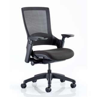 An Image of Molet Black Back Office Chair With Black Fabric Seat