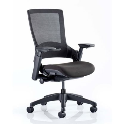 7453a7635528e70f03093f9b271e88da0f9280b0059b97599228fc1faa1e3ee3.jpg An Image of Molet Black Back Office Chair With Black Fabric Seat