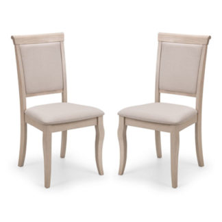An Image of Lyon Pale Oak Upholstered Dining Chair In Pair