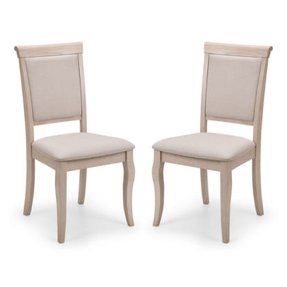 An Image of Lyon Pale Oak Upholstered Dining Chair In Pair