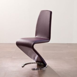 An Image of Swing II Metal Swinging Violet Real Leather Dining Chair