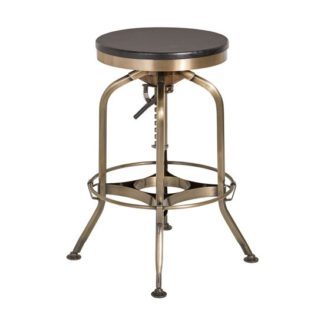 An Image of Diwo Metallic Bar Stool With Wooden Seat In Ash