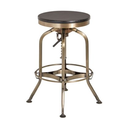 74685983b306015a87de44a1f0a250344ffac2c7ad560ab0d8530be44ad04294.jpg An Image of Diwo Metallic Bar Stool With Wooden Seat In Ash