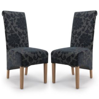 An Image of Krista Charcoal Baroque Velvet Dining Chair In A Pair