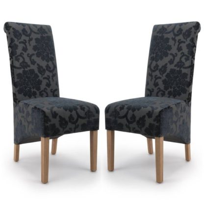 747c7e59949da4a98df616d748c033fea607884f9c319bba7a0edad3ccd7affe.jpg An Image of Krista Charcoal Baroque Velvet Dining Chair In A Pair