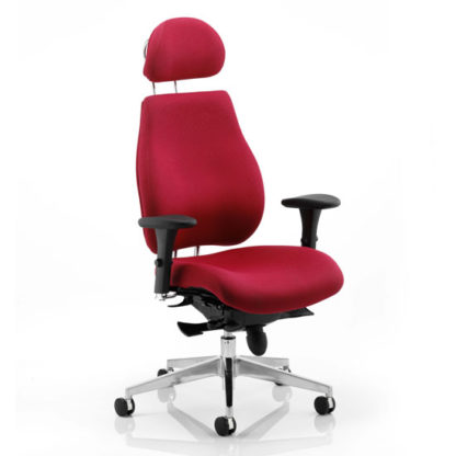 An Image of Chiro Plus Ergo Headrest Office Chair In Wine With Arms