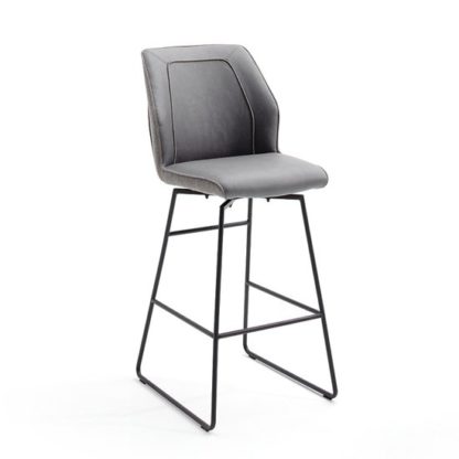 An Image of Aberdeen PU Leather Bar Stool In Grey