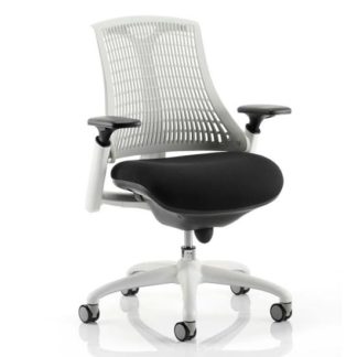 An Image of Flex Task Office Chair In White Frame With White Back