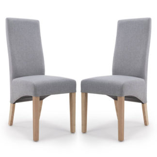An Image of Baxter Silver Grey Linen Wave Back Dining Chair In A Pair