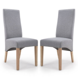 An Image of Baxter Silver Grey Linen Wave Back Dining Chair In A Pair