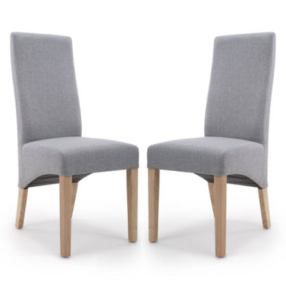 An Image of Baxter Silver Grey Linen Wave Back Dining Chair In A Pair