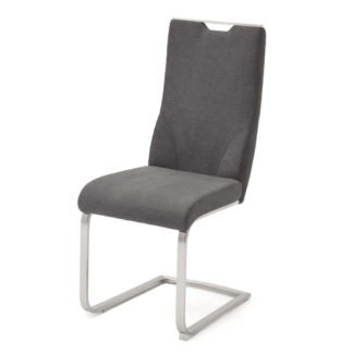An Image of Jiulia Fabric Cantilever Dining Chair In Anthracite