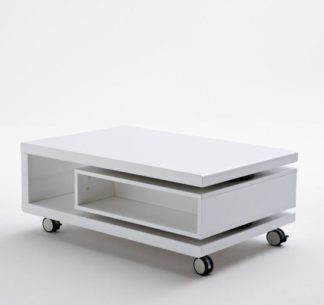 An Image of Angela Coffee Table High Gloss White With Pull Out Drawer