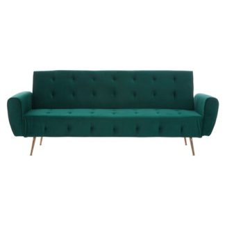 An Image of Emiw Green Velvet Sofa Bed With Metallic Gold Legs