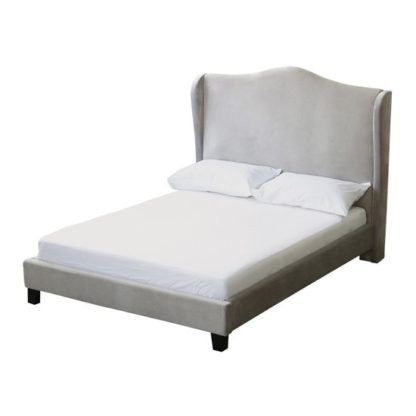 An Image of Chateaux Wing Double Fabric Bed In Silver