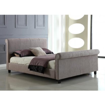 762ff37d091107164f9f64fcf6edc0b52072101421f6a9e916d42435230e6921.jpg An Image of Jalisa Chenille Fabric Double Bed In Mink