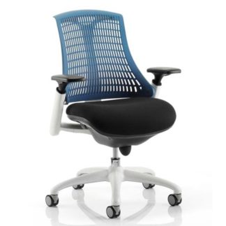 An Image of Flex Task Office Chair In White Frame With Blue Back