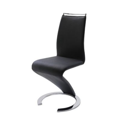 An Image of Summer Z Shape Black Faux Leather Modern Dining Chair