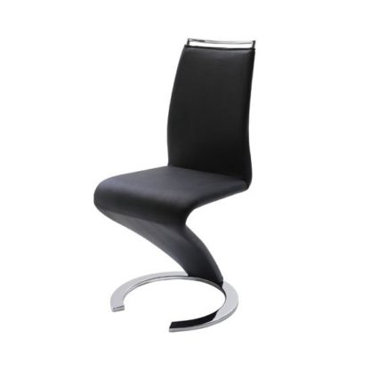 7660a5d90eb9c24da5356411fadcb390a509c67433797eb769ba4a461782aef0.jpg An Image of Summer Z Shape Black Faux Leather Modern Dining Chair