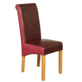 An Image of Charlene Leather Dining Chair In Burgundy And Plum