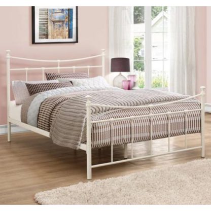 An Image of Emily Steel Double Bed In Cream