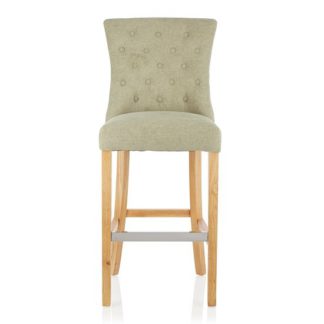 An Image of Marlon Bar Stool In Sage Fabric With Oak Legs