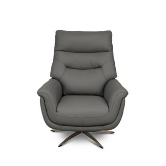 An Image of Linea Faux Leahter Swivel Armchair In Grey
