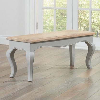 An Image of Marco Wooden Dining Bench In In Acacia And Grey