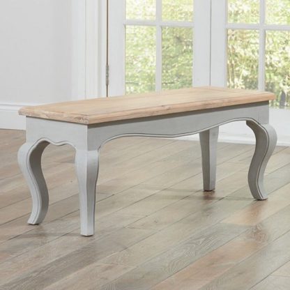 77b70094a04bf2dd1788adbe9815c4bc027fb3cdd3bb7cde7ac03e4b95e33a2d.jpg An Image of Marco Wooden Dining Bench In In Acacia And Grey