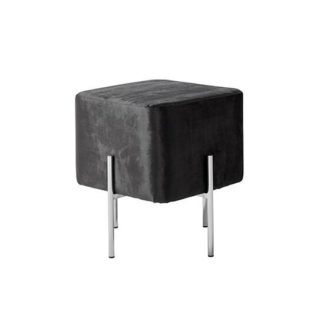 An Image of Ryman Stool In Black Velvet And Polished Stainless Steel