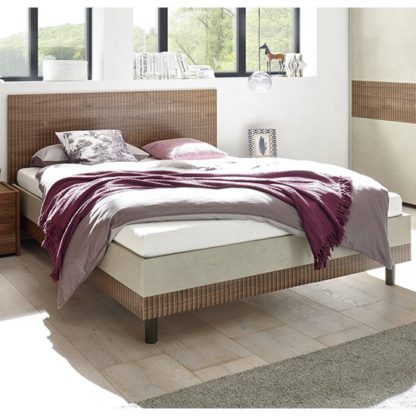 An Image of Civica Storage Double Bed In Serigraphed Dark Walnut And Clay