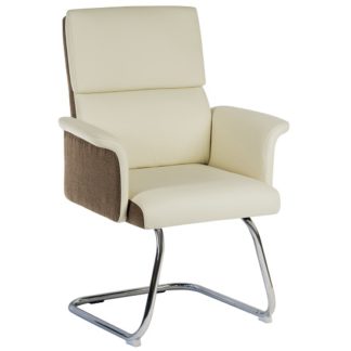 An Image of Wooster Visitor Chair In Cream With Cantilever Frame