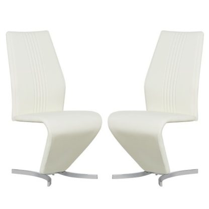 An Image of Gia Modern Dining Chairs In Cream Faux Leather In A Pair