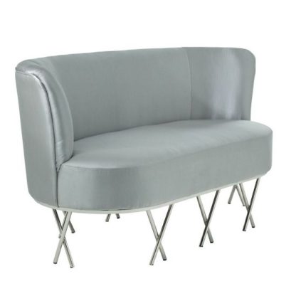 An Image of Oprah 2 Seater Sofa In Grey Silk With Silver Legs