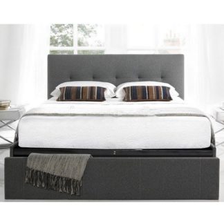 An Image of Wesley Fabric King Size Bed In Smoke Grey With 1 Drawer