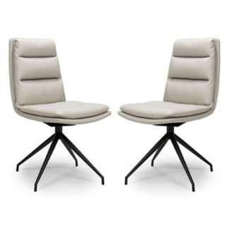 An Image of Nobo Taupe Faux Leather Dining Chair In A Pair With Black Legs