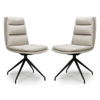 An Image of Nobo Taupe Faux Leather Dining Chair In A Pair With Black Legs